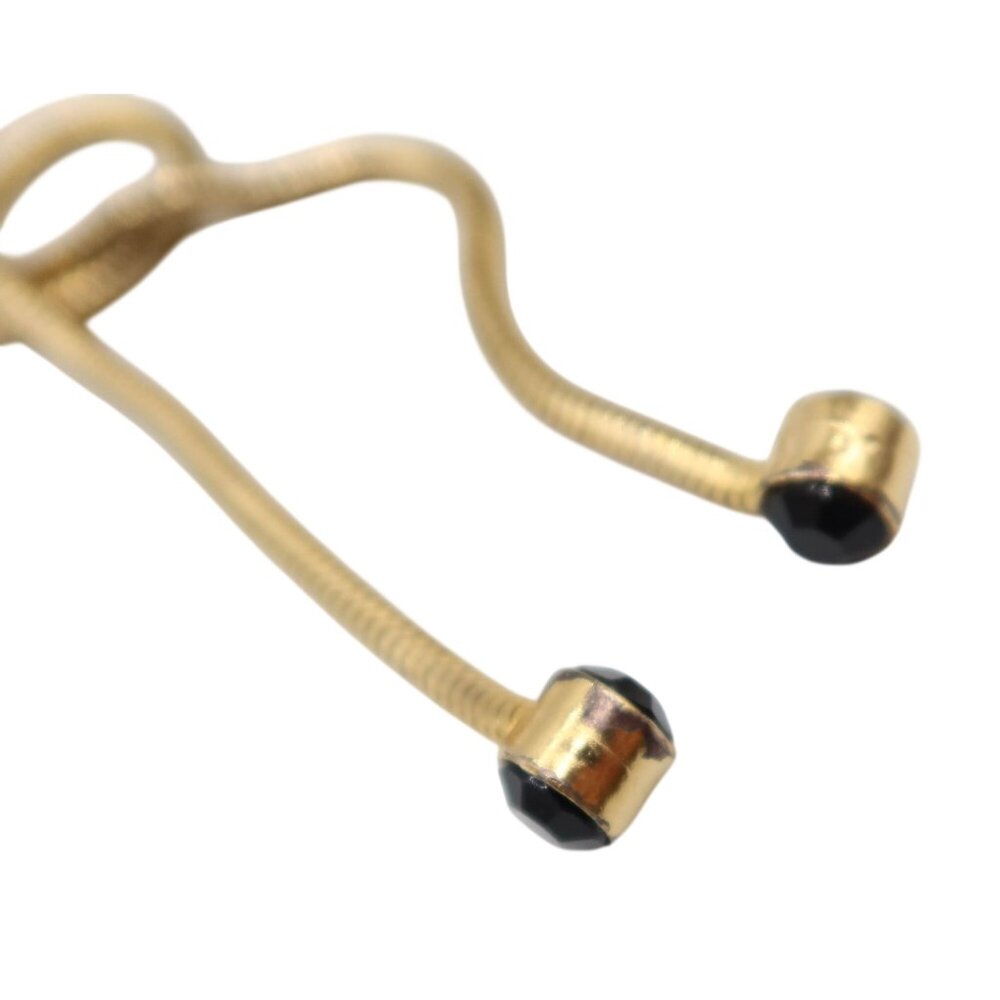 Vintage Wrap Around Knotted Lariat Gold Tone Claspless Necklace w/ Black Finial - Picture 6 of 7